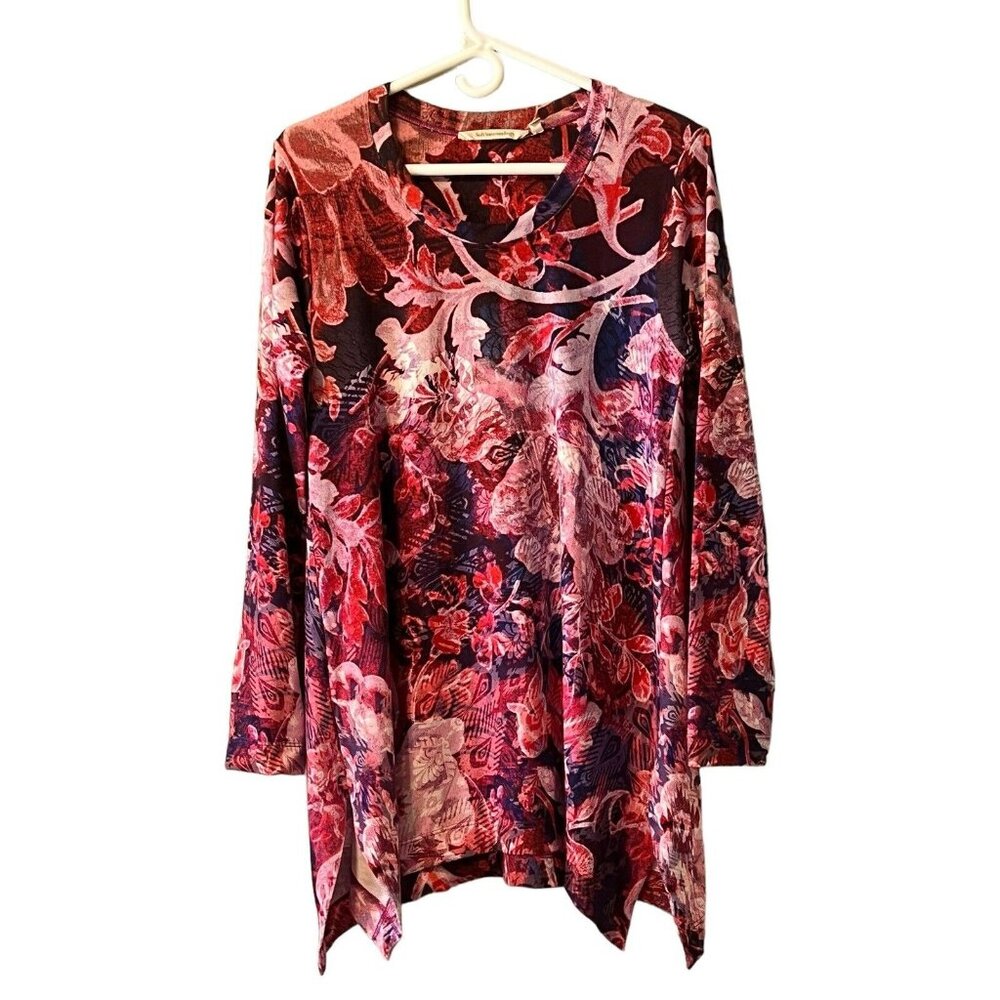 Soft Surroundings Dress Size Medium Long Sleeve Tunic‎ Colorful Floral Classic